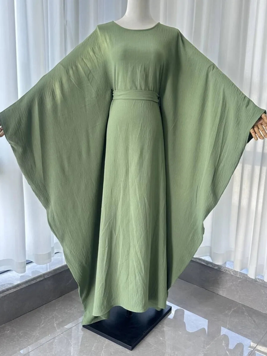 Women's Arabian Polyester Full Sleeves Solid Pattern Long Dress