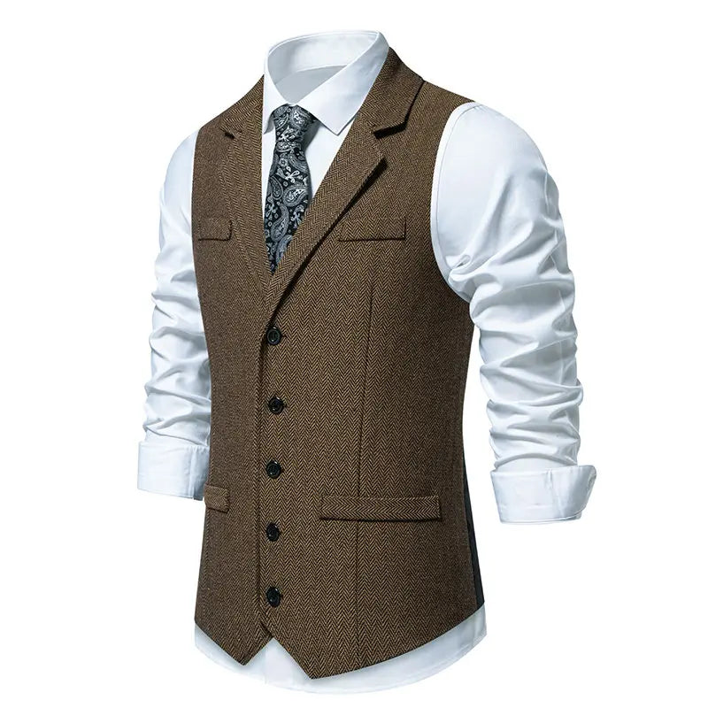 Men's Polyester Sleeveless Single Breasted Slim Formal Vests