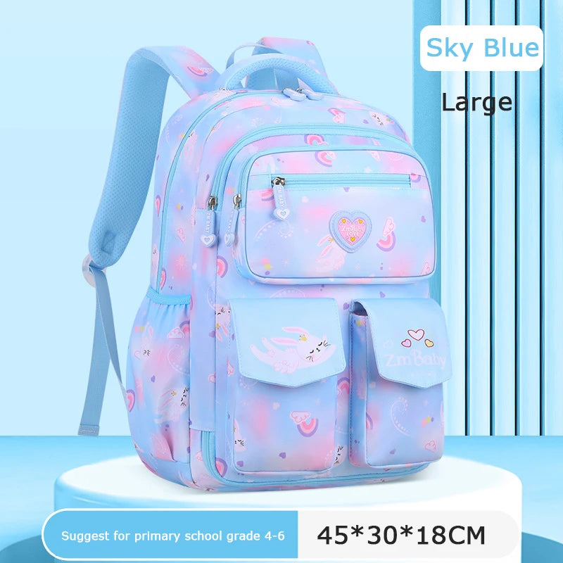 Kid's Nylon Printed Zipper Closure Waterproof School Backpack