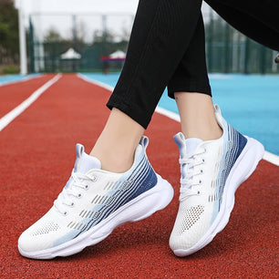 Women's Mesh Round Toe Lace-Up Closure Anti-Slip Sports Sneakers