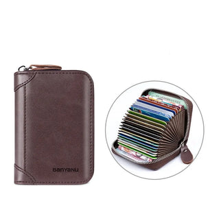 Men's Genuine Leather Letter Pattern Card Holder Trendy Wallets