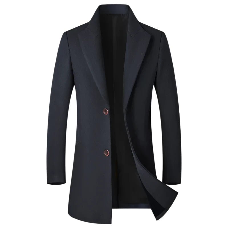 Men's Polyester Turn-Down Collar Full Sleeve Single Breasted Coat