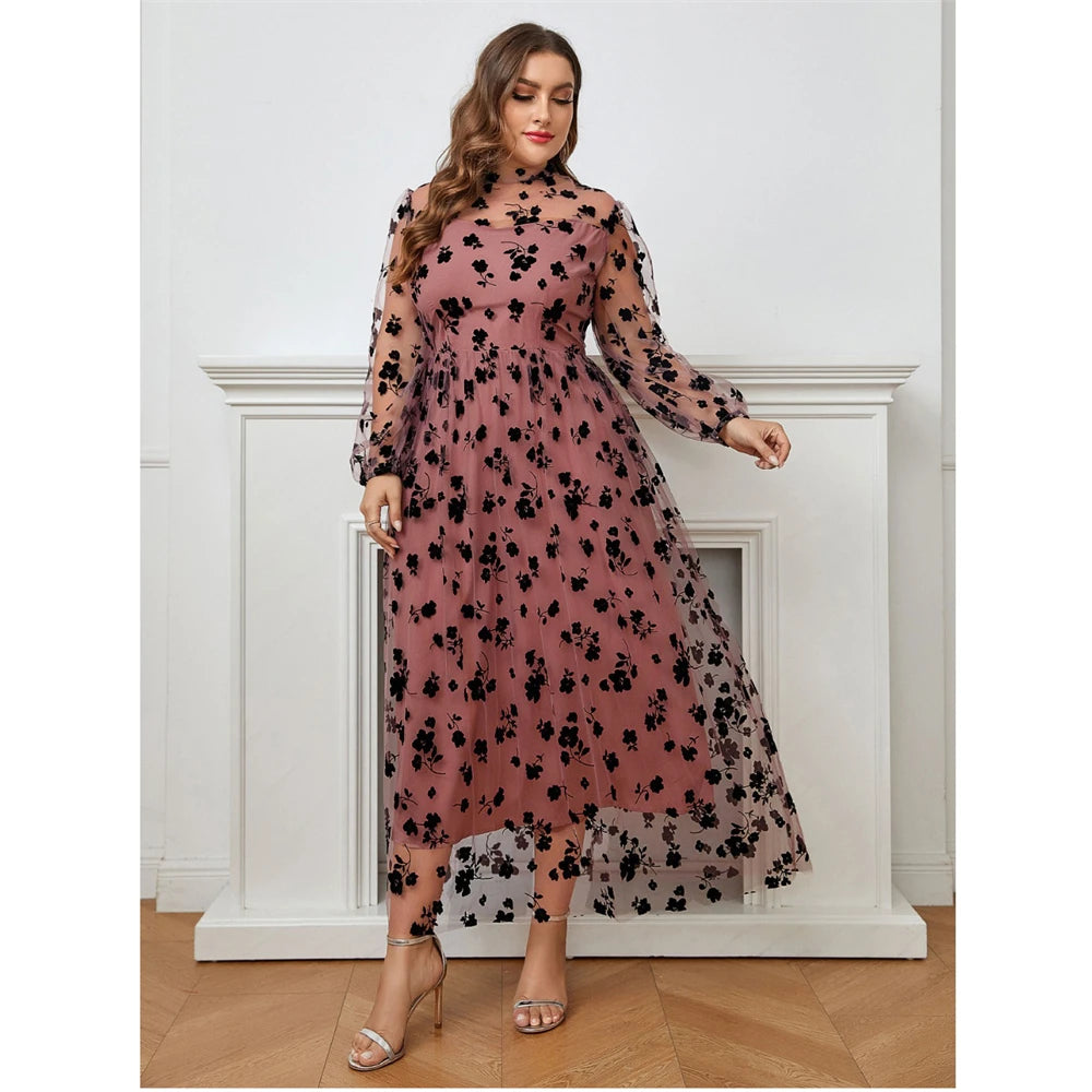 Women's Arabian Polyester Full Sleeve Floral Pattern Casual Dress