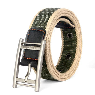 Men's Canvas Pin Buckle Closure Mixed Colors Pattern Belts