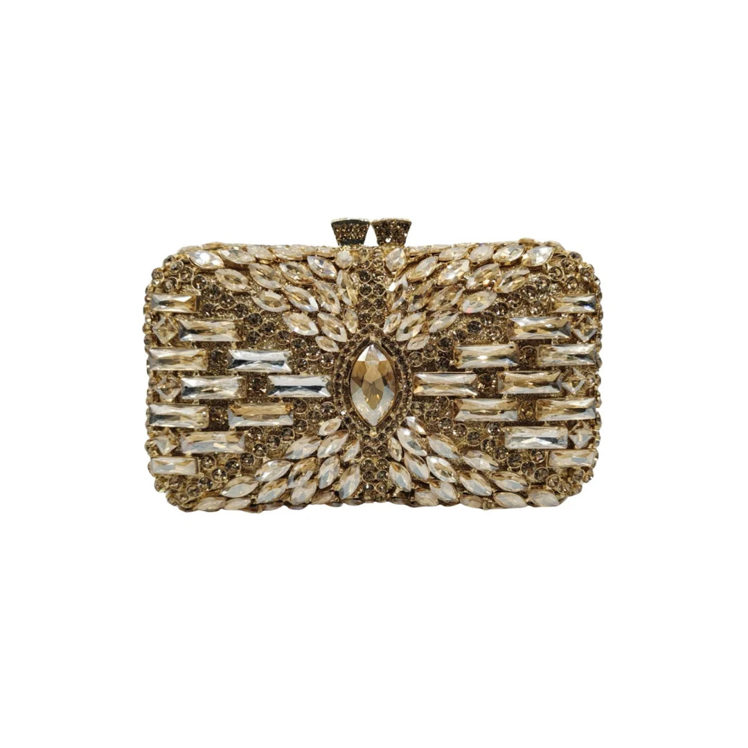 Women's Metallic Hasp Closure Rhinestone Pattern Wedding Clutch