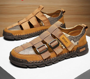 Men's Microfiber Round Toe Hook & Loop Closure Casual Sandals