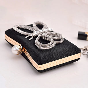 Women's Polyester Hasp Closure Luxury Bow Pattern Wedding Clutch