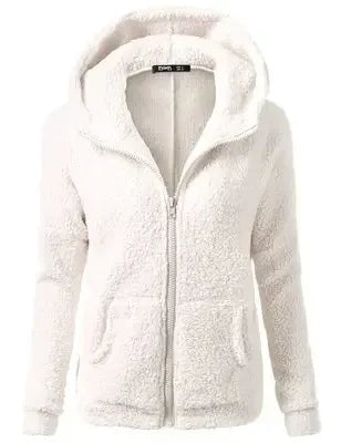 Women's Polyester Long Sleeves Solid Pattern Zipper Hooded Jacket