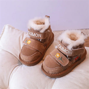 Kid's Leather Round Toe Hook Loop Closure Casual Wear Shoes