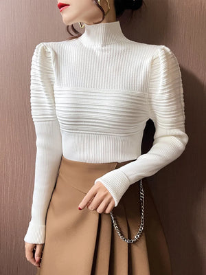 Women's Polyester Turtleneck Full Sleeves Solid Pattern Sweater