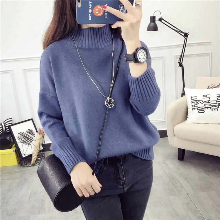 Women's Mock Neck Acrylic Full Sleeves Casual Wear Pullover Sweater