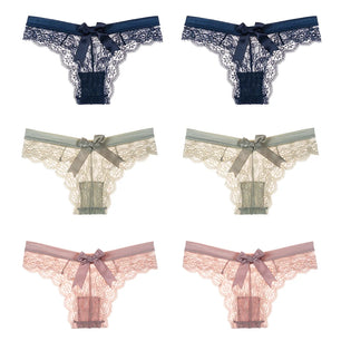 Women's 6 Pcs Spandex Low Waist Breathable Lace Pattern Panties