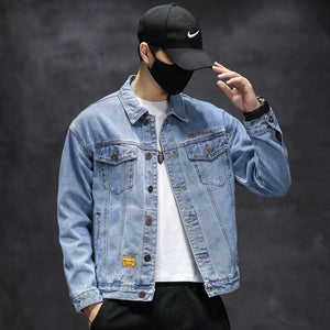 Men's Cotton Turn-Down Collar Single Breasted Plain Casual Jacket