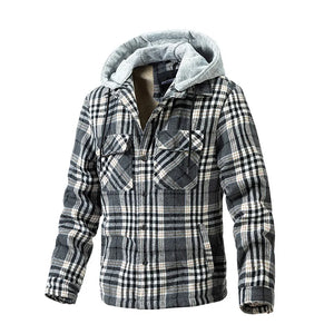 Men's Cotton Full Sleeves Single Breasted Closure Hooded Jacket