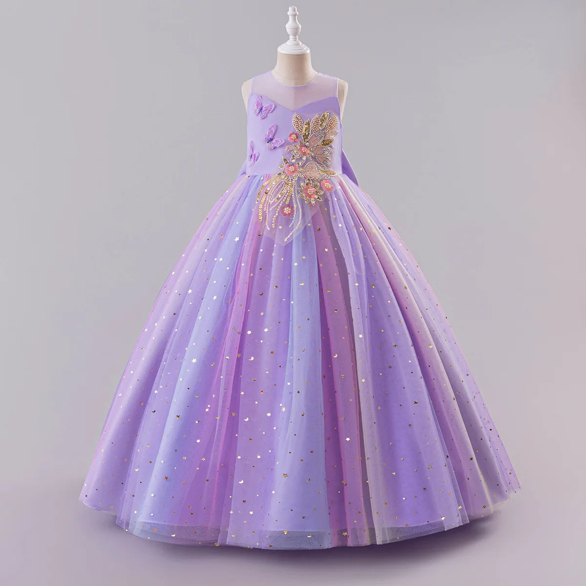 Baby Girl's Polyester Sleeveless Sequined Pattern Princess Dress