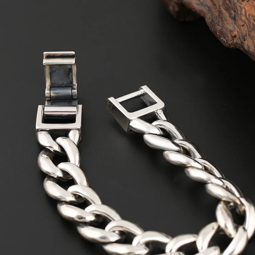 Men's 100% 925 Sterling Silver Geometric Shaped Ethnic Bracelet