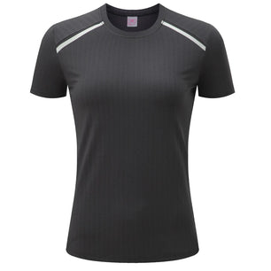 Women's Polyester Short Sleeve Breathable Plain Pattern Yoga Shirt