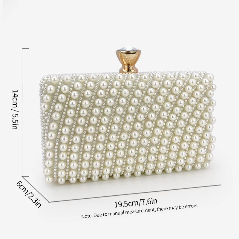 Women's Felt Hasp Closure Beaded Pattern Classic Wedding Clutch