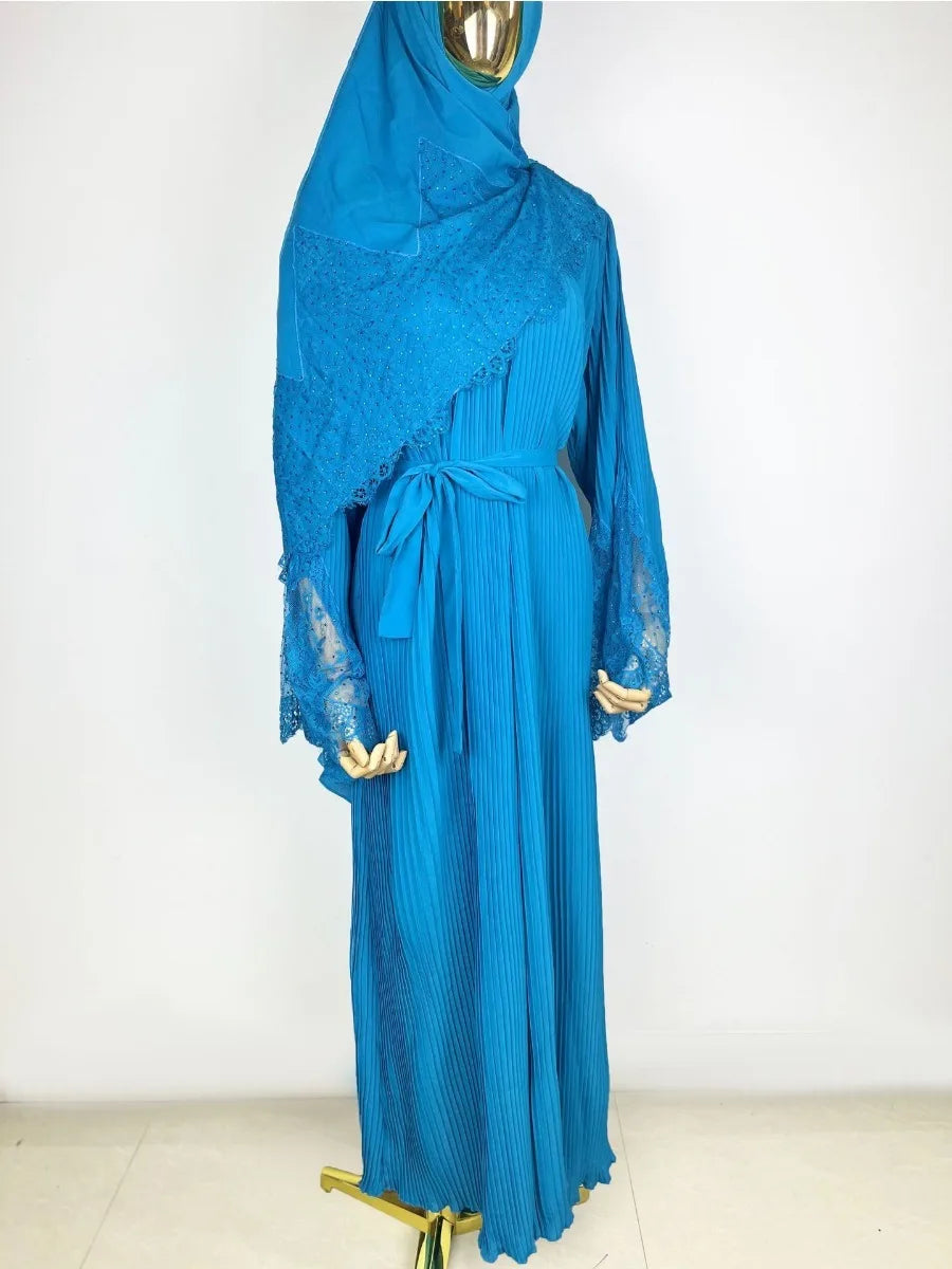 Women's Arabian Polyester Full Sleeves Solid Pattern Long Dress