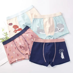 Kid's Boys 4Pcs Cotton Quick-Dry Cartoon Pattern Underwear Shorts