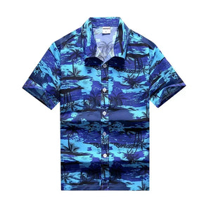 Men's Polyester Turn-Down Collar Short Sleeves Casual Wear Shirts