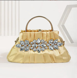 Women's Metallic Hasp Closure Rhinestone Pattern Large Tote Bag