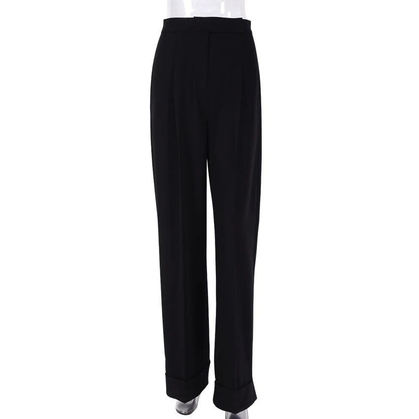 Women's Cotton High Waist Zipper Fly Closure Casual Trousers