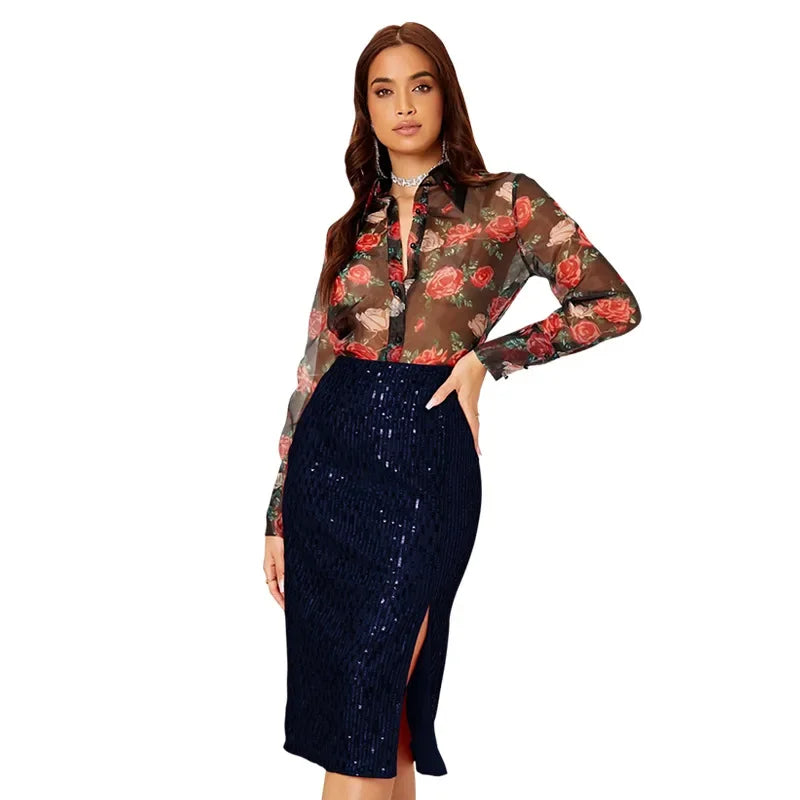 Women's Polyester Quick-Dry Sequined Pattern Casual Wear Skirts