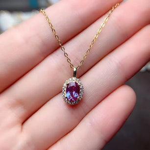 Women's 100% 925 Sterling Silver Alexandrite Oval Shape Necklaces