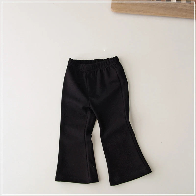 Kid's Cotton Mid Elastic Waist Closure Casual Wear Plain Trousers