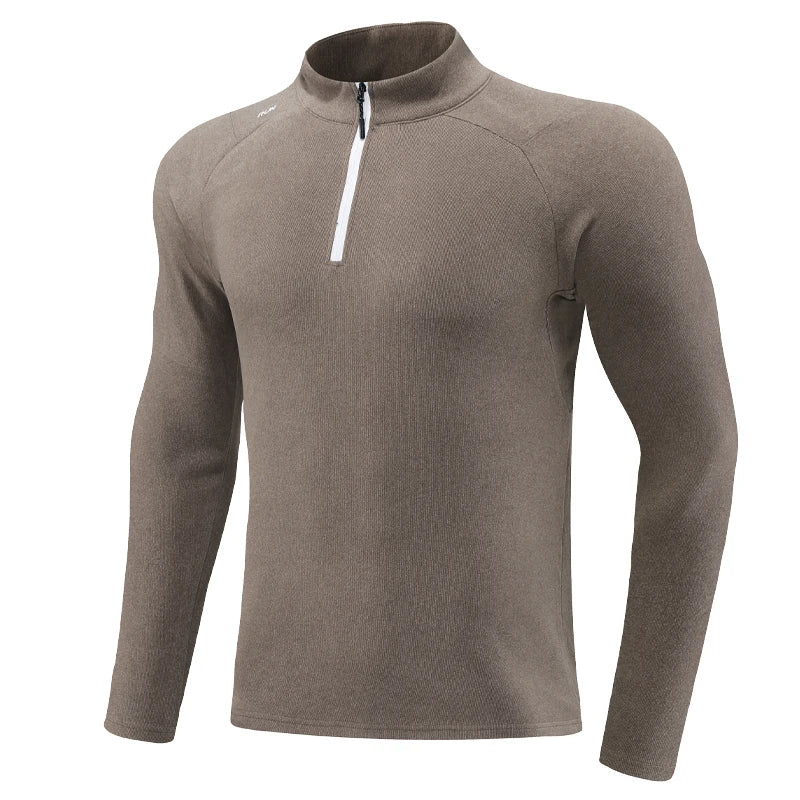 Men's Polyester Long Sleeve Breathable Gym Solid Pattern Shirt