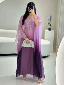 Women's Arabian Polyester Full Sleeves Gradient Casual Dress