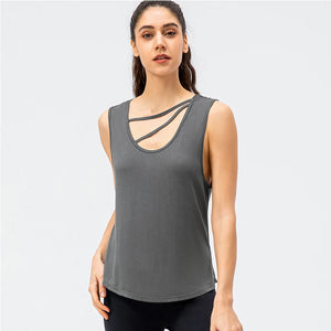 Women's Spandex O-Neck Sleeveless Fitness Yoga Sports Workout Top