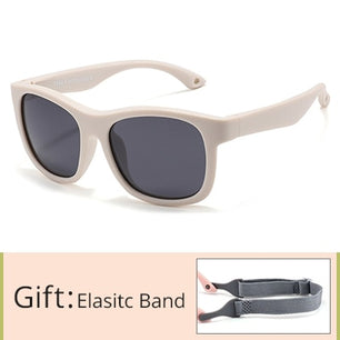 Kid's Acetate Frame Square Shape Polarized Flexible Sunglasses