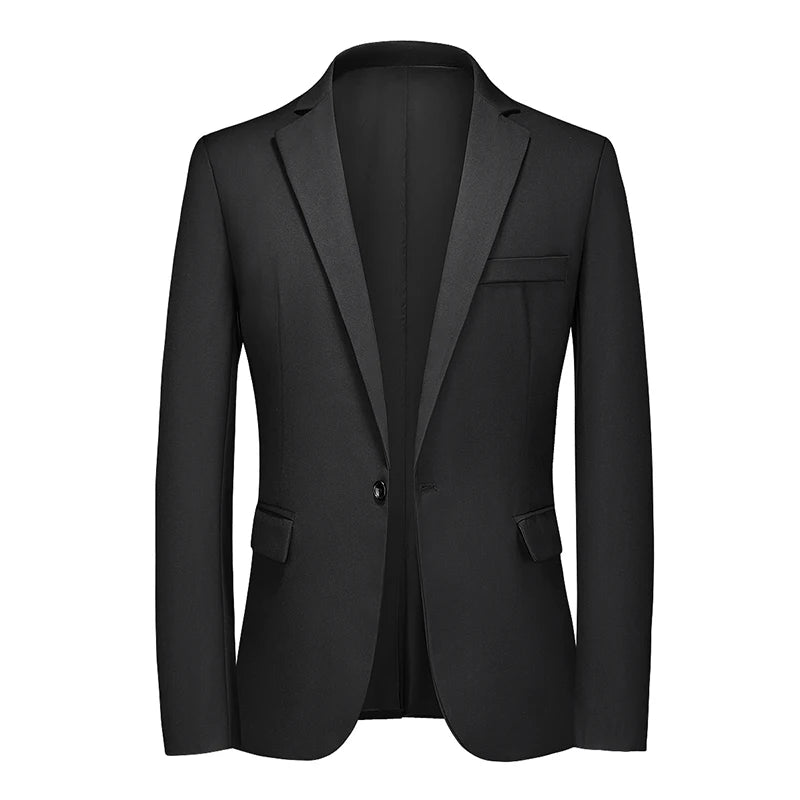 Men's Polyester Full Sleeve Single Button Closure Solid Blazers