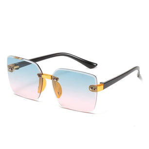 Kid's Polycarbonate Frame Square Shaped UV400 Rimless Sunglasses