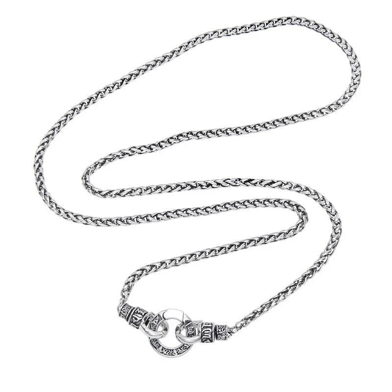 Men's 100% 925 Sterling Silver Rope Chain Geometric Necklace