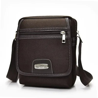 Men's Oxford Zipper Closure Solid Pattern Crossbody Shoulder Bag