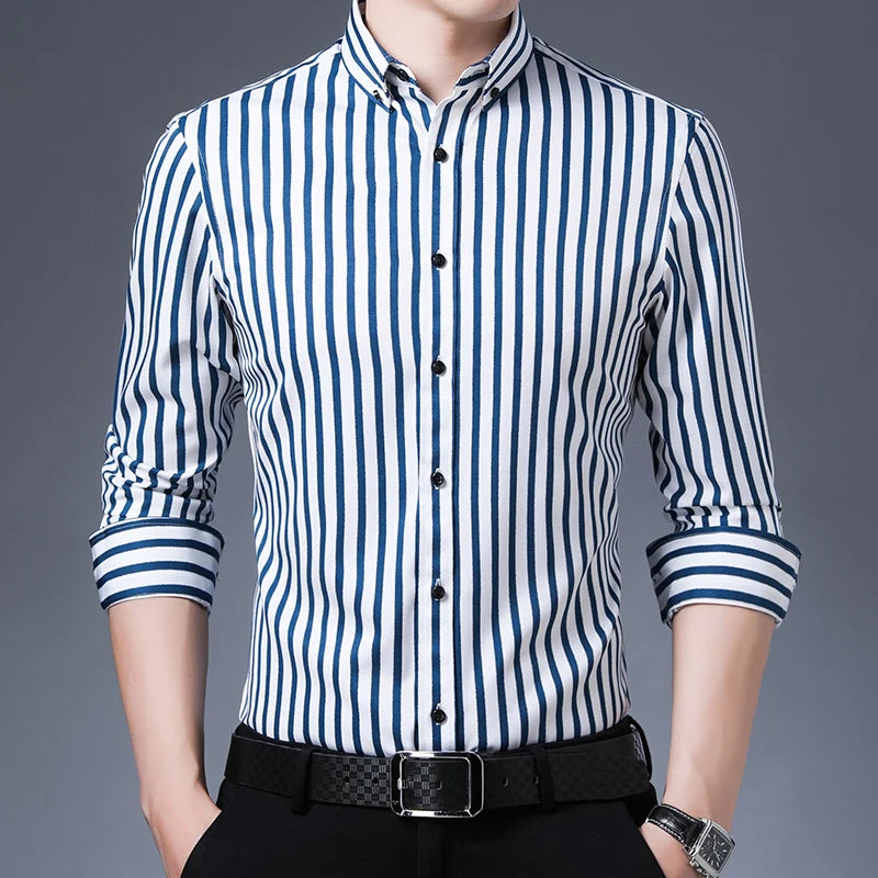 Men's Polyester Turn-Down Collar Full Sleeve Single Breasted Shirt