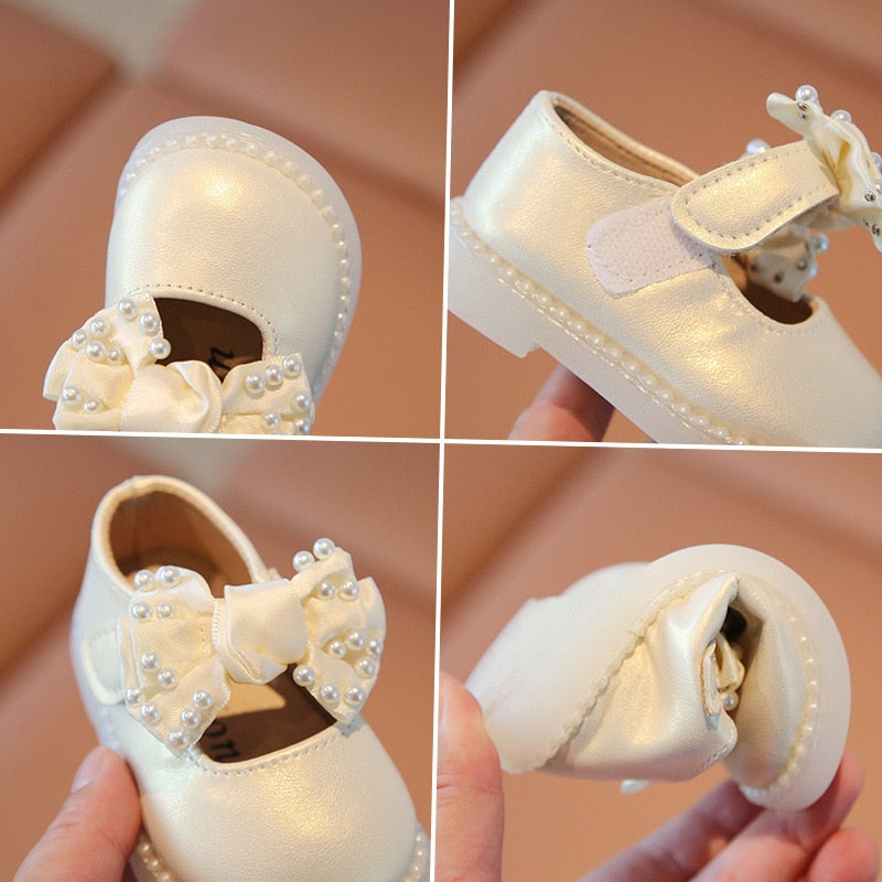 Kid's Girl PU Round Toe Buckle Strap Closure Rhinestone Shoes