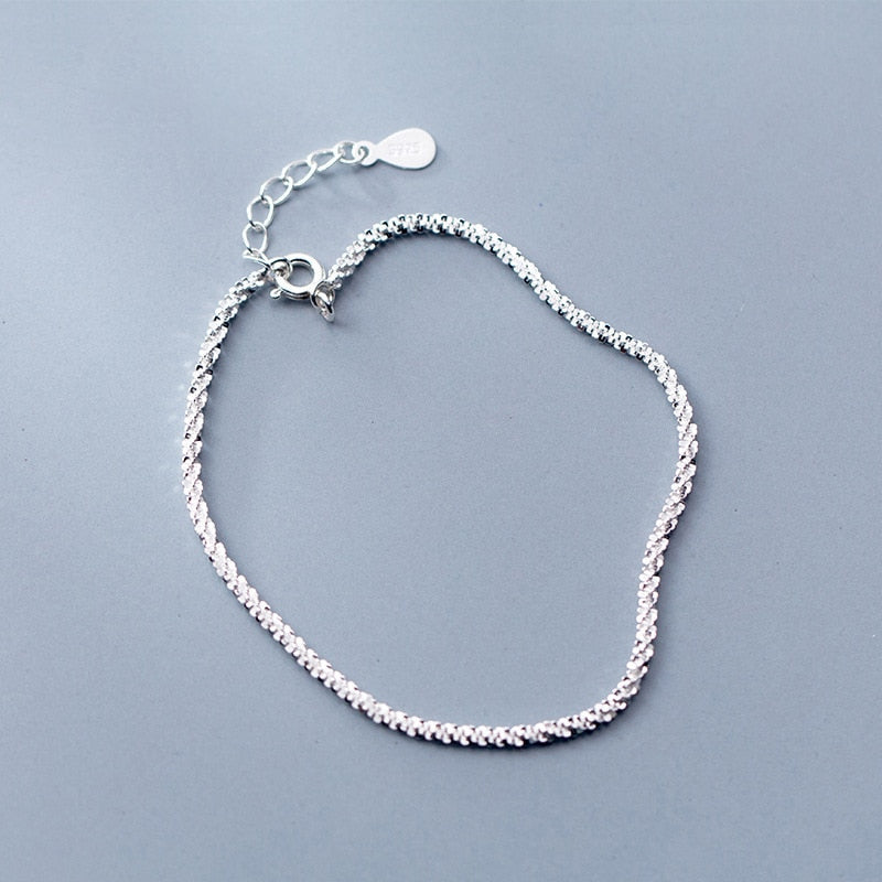 Women's 100% 925 Sterling Silver Round Pattern Sparkle Bracelet