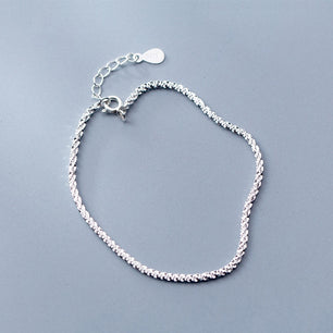 Women's 100% 925 Sterling Silver Round Pattern Sparkle Bracelet