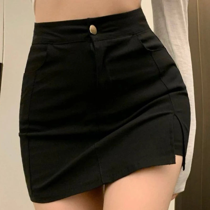 Women's Cotton High Waist Solid Pattern Casual Wear Mini Skirts