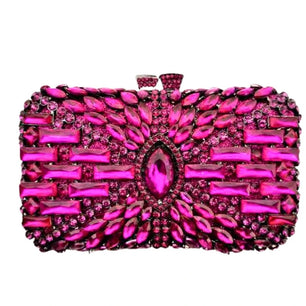 Women's Metallic Hasp Closure Rhinestone Pattern Wedding Clutch