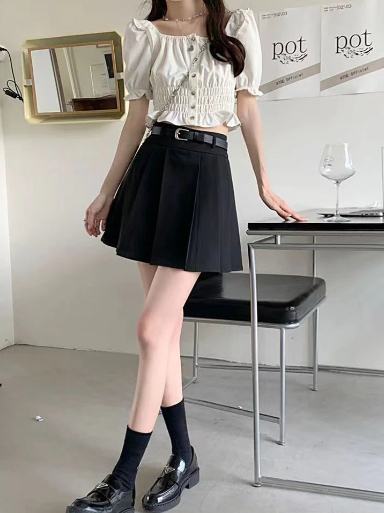 Women's Polyester High Waist Pleated Pattern Casual Wear Skirts