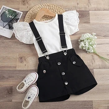 Kid's Cotton O-Neck Short Sleeves Trendy Patchwork Pattern Dress