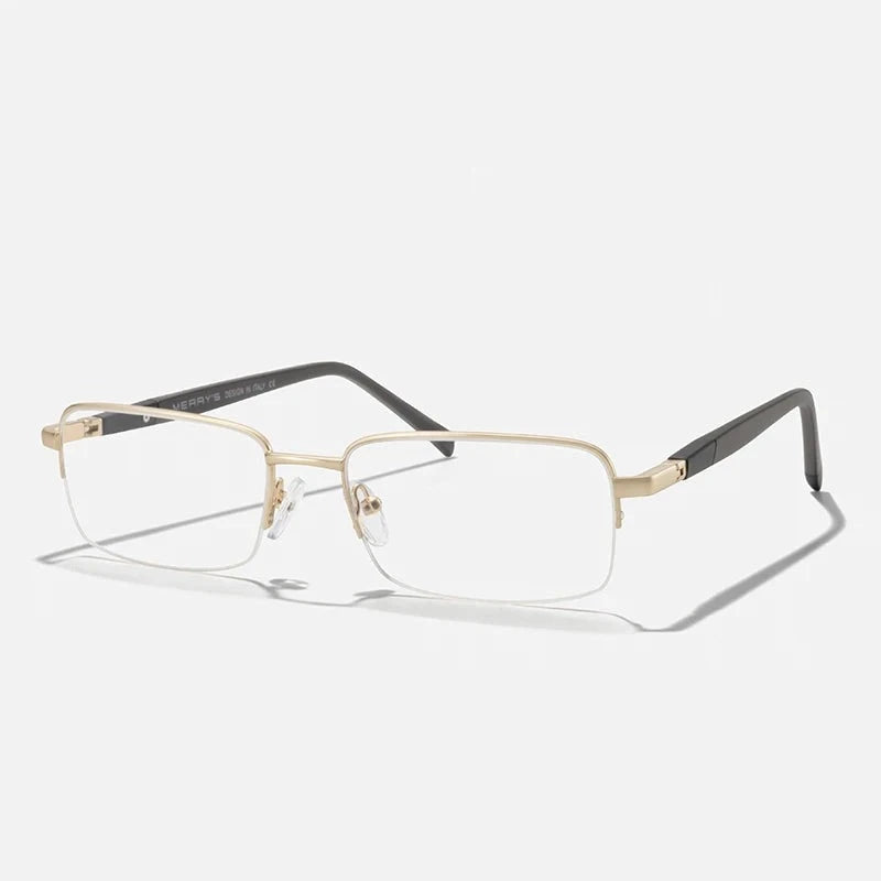 Men's Titanium Alloy Frame Half-Rim Square Shaped Trendy Glasses