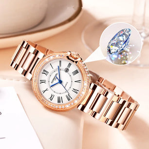 Women's Stainless Steel Round Shaped Waterproof Quartz Watch