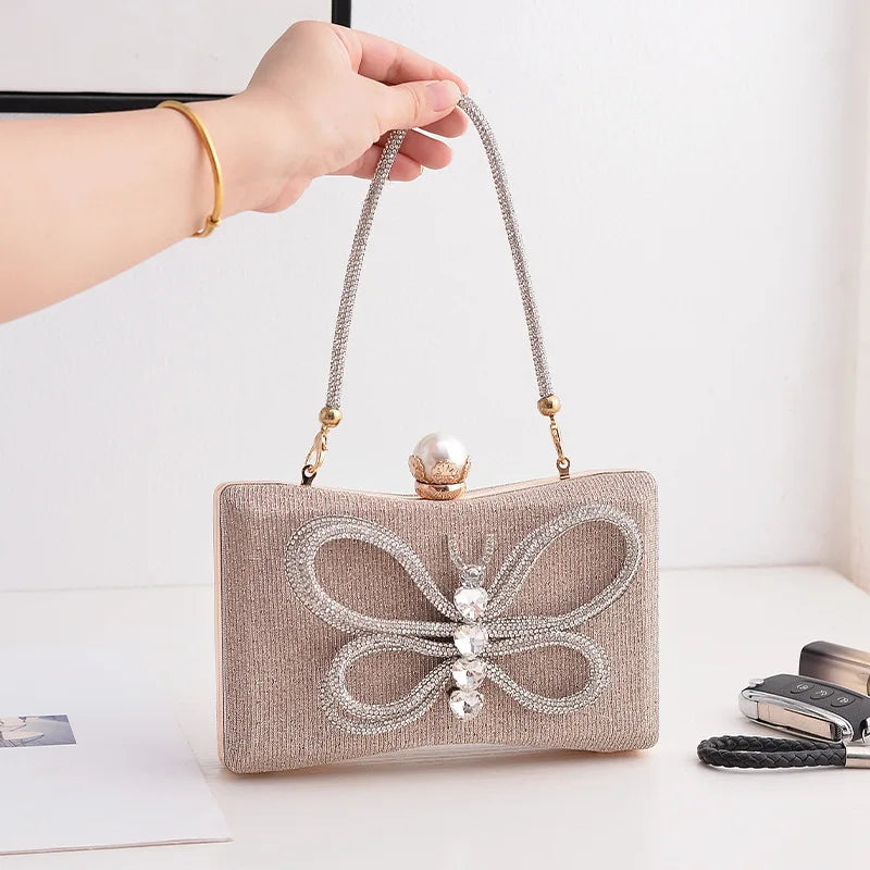 Women's Polyester Hasp Closure Luxury Bow Pattern Wedding Clutch