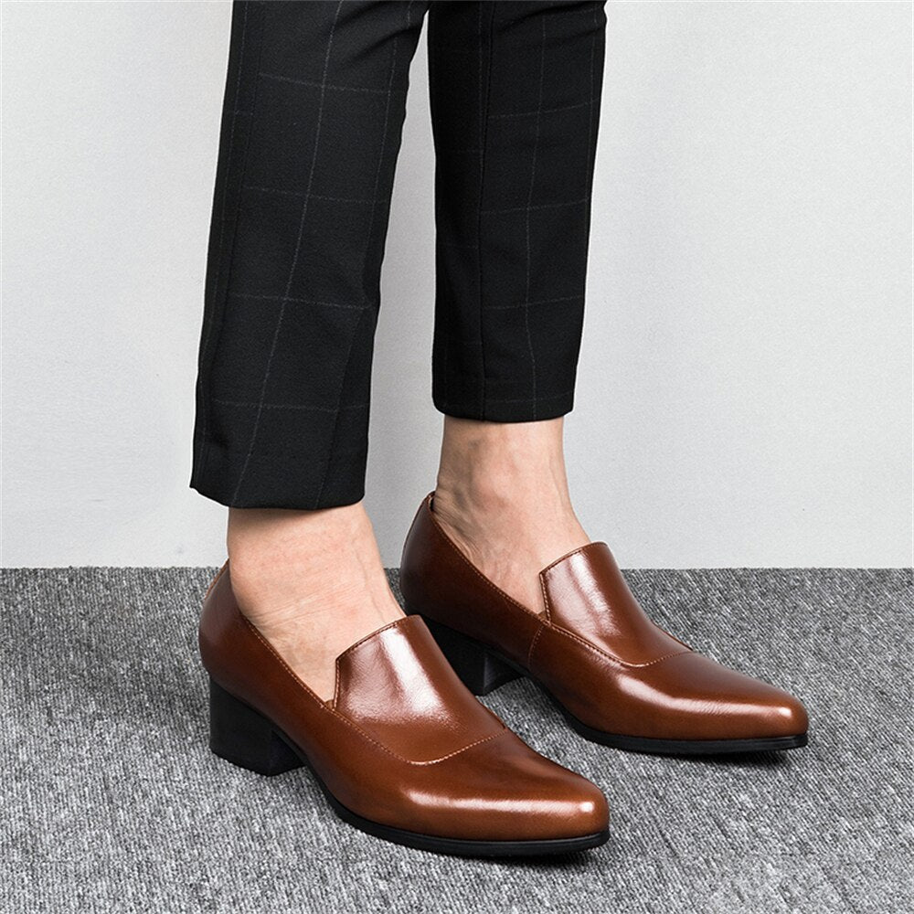 Men's Genuine Leather Pointed Toe Slip-On Closure Formal Shoes